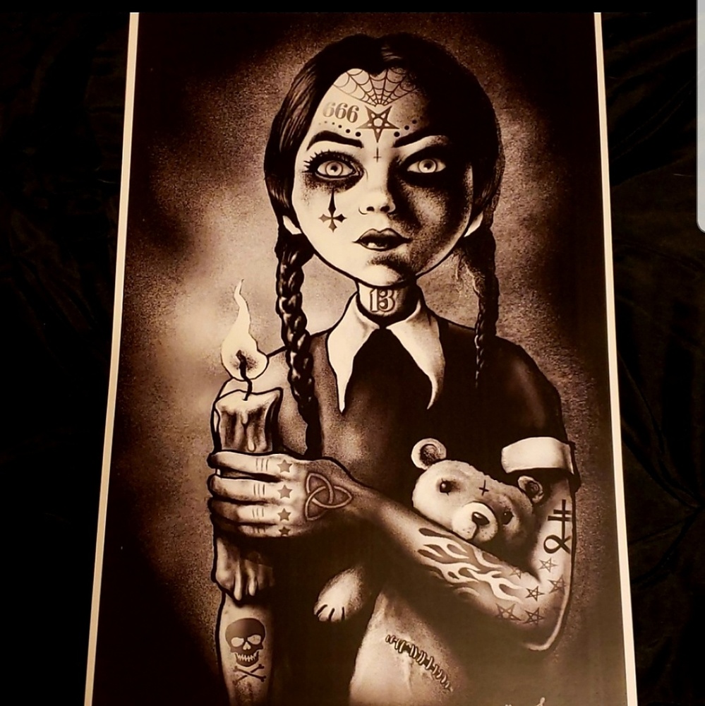 Too Fast Wednesday Addams Witch Gothic Girl 11"x17" Tattoo Art Lithograph Print